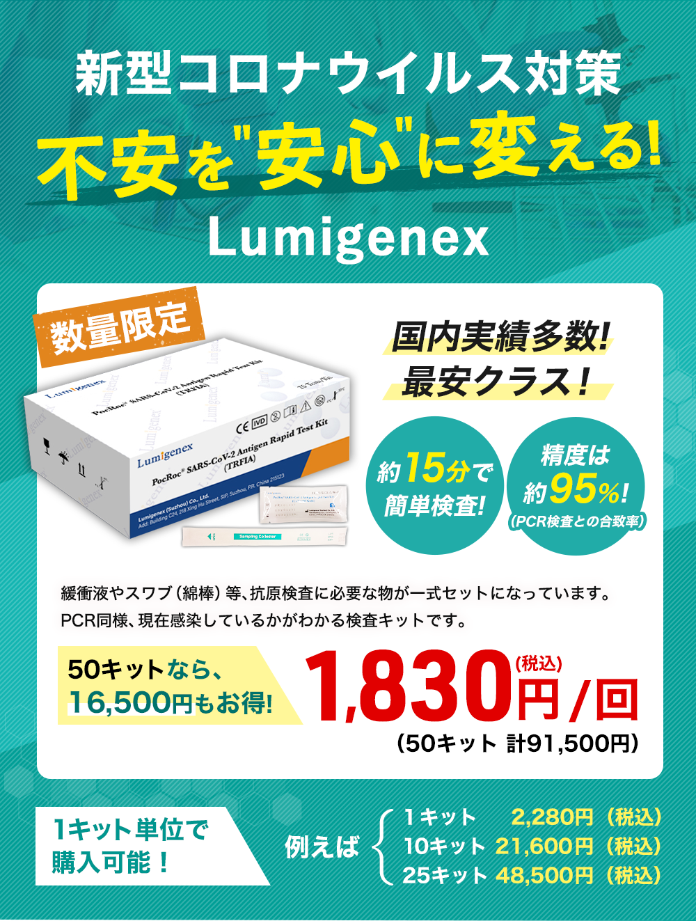 新型コロナウイルス 対策不安を安心に変える!Lumigenex